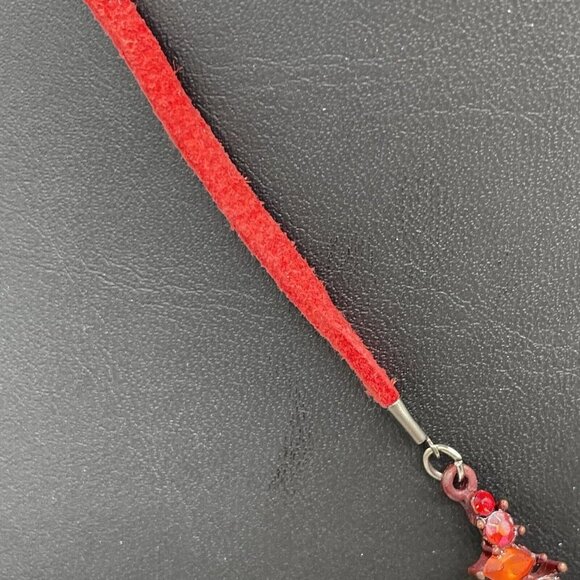 Stella and Dot Crystal Antique Look Leather Necklace 19" - Picture 3 of 4